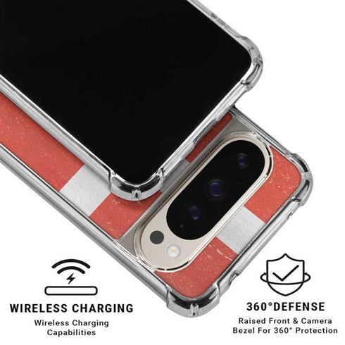 Denmark Flag Distressed Pixel 9/9 Pro Clear Case